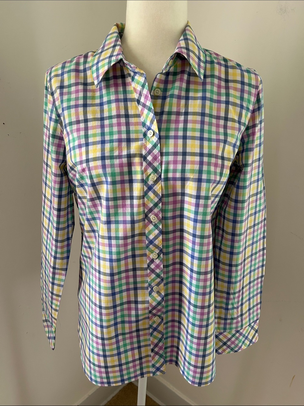 Talbots Multi-Color Plaid Button-Up Shirt sz S